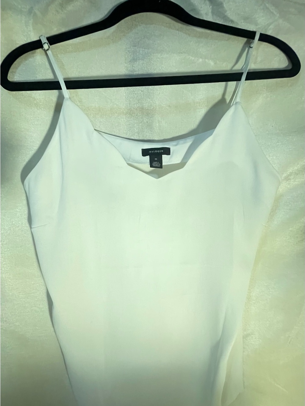 Halogen White Satin V-Neck Cami with Adjustable Straps